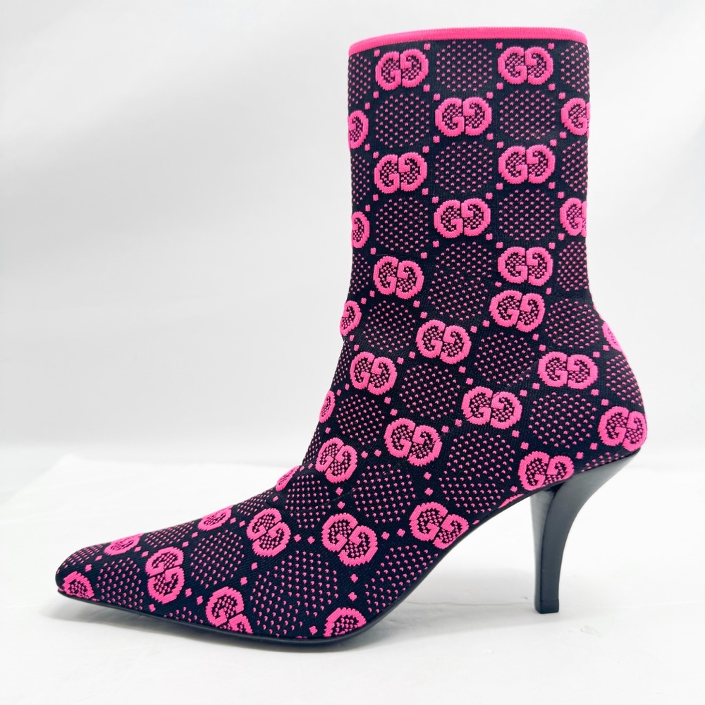 GUCCI Technical Jersey Knit GG Monogram Square G 75mm Ankle Boots🔥🔥🔥👀👀😳 - Picture 8 of 15